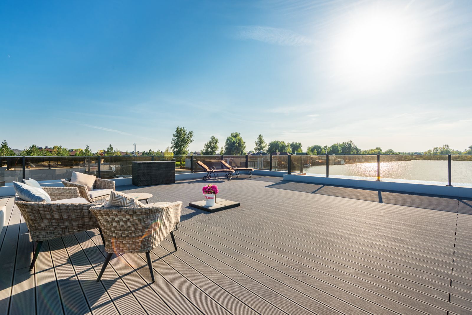 Finished deck with lounge seating — material upgrade result