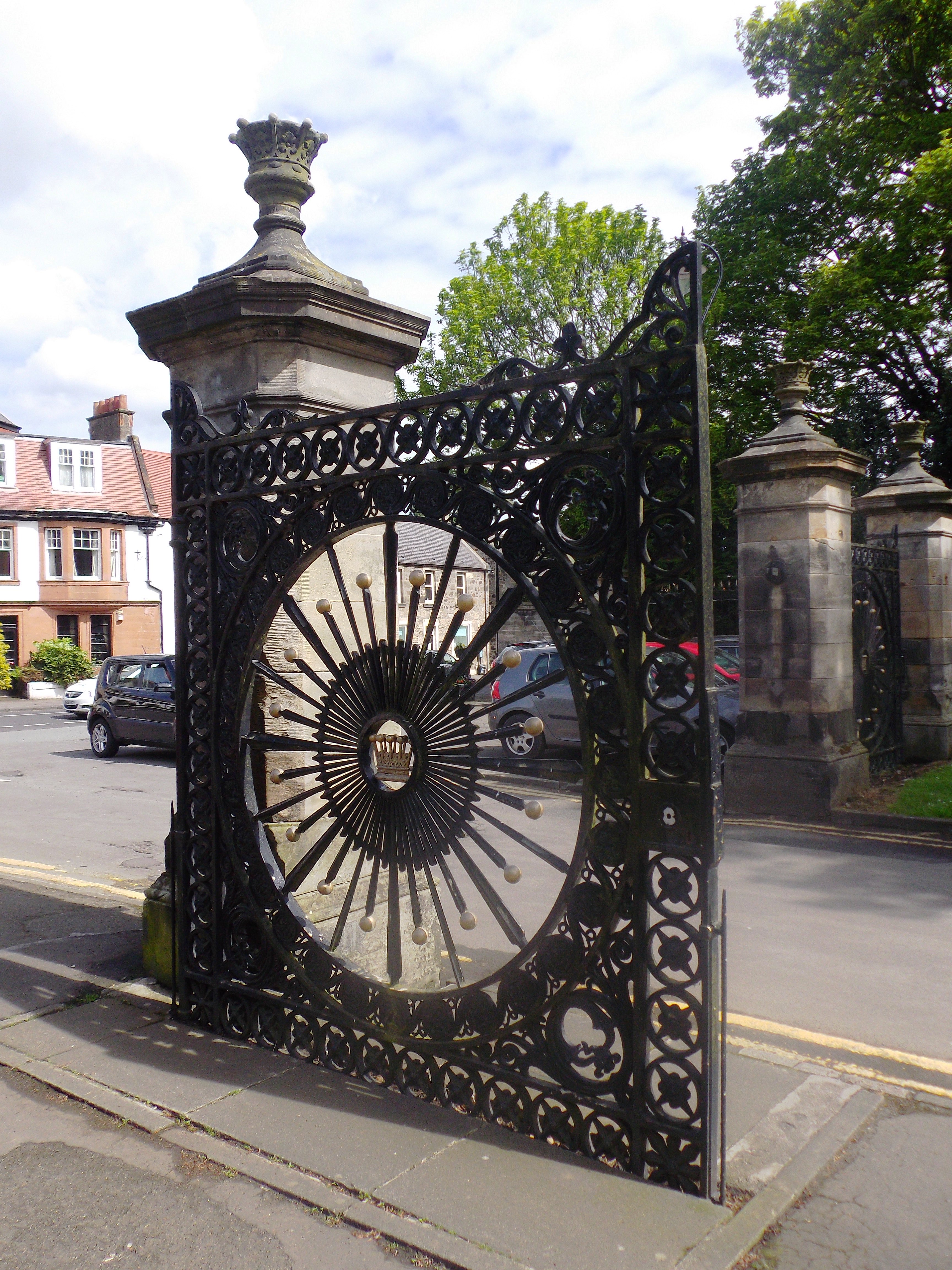 Ornamental wrought iron entry gate